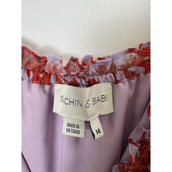 Sachin & Babi Red Purple Floral Midi Dress Bohemian Boho Cottagecore Romantic 14 - Picture 4 of 8